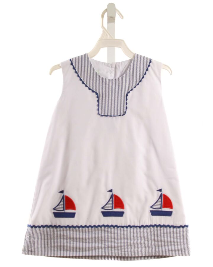 LITTLE THREADS  WHITE  STRIPED  DRESS WITH RIC RAC