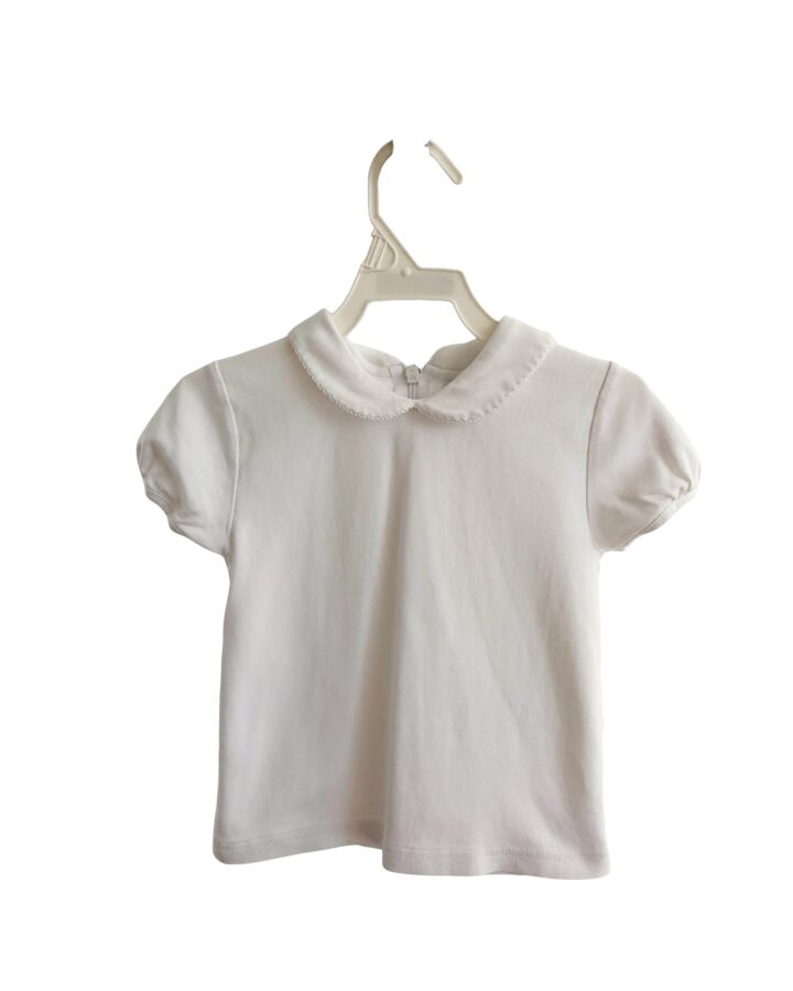 FLORENCE EISEMAN  WHITE    KNIT SS SHIRT WITH PICOT STITCHING