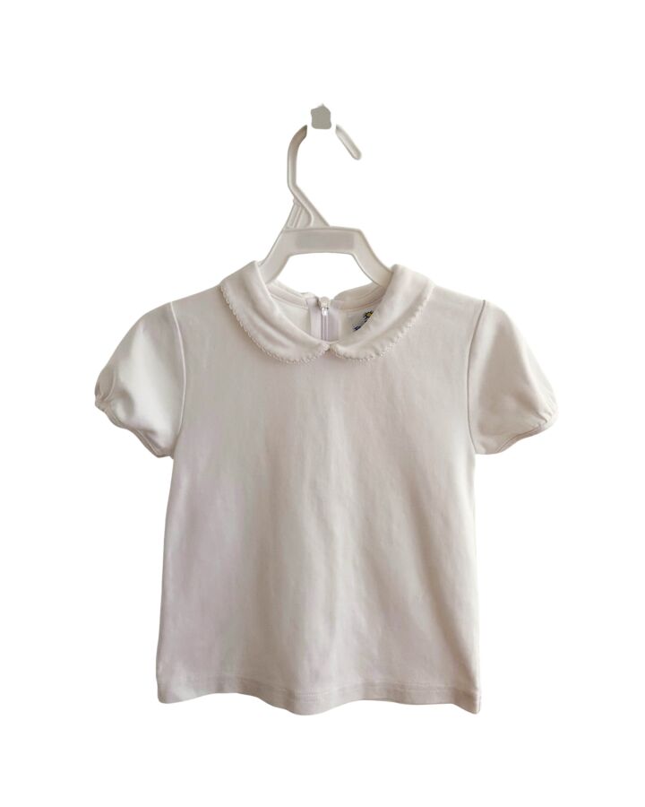 FLORENCE EISEMAN  WHITE    KNIT SS SHIRT WITH PICOT STITCHING