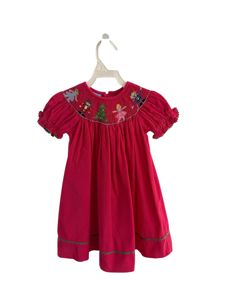 ANAVINI  HOT PINK CORDUROY  SMOCKED DRESS WITH RIC RAC