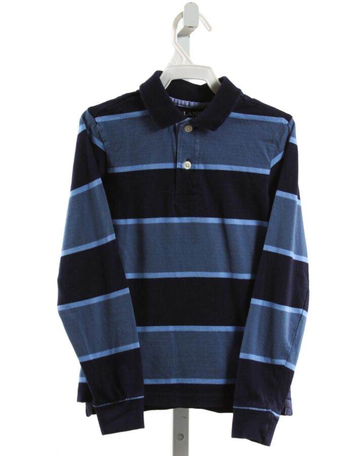 E-LAND  NAVY  STRIPED  KNIT LS SHIRT