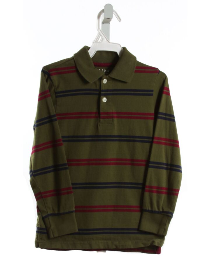 E-LAND  FOREST GREEN  STRIPED  KNIT LS SHIRT