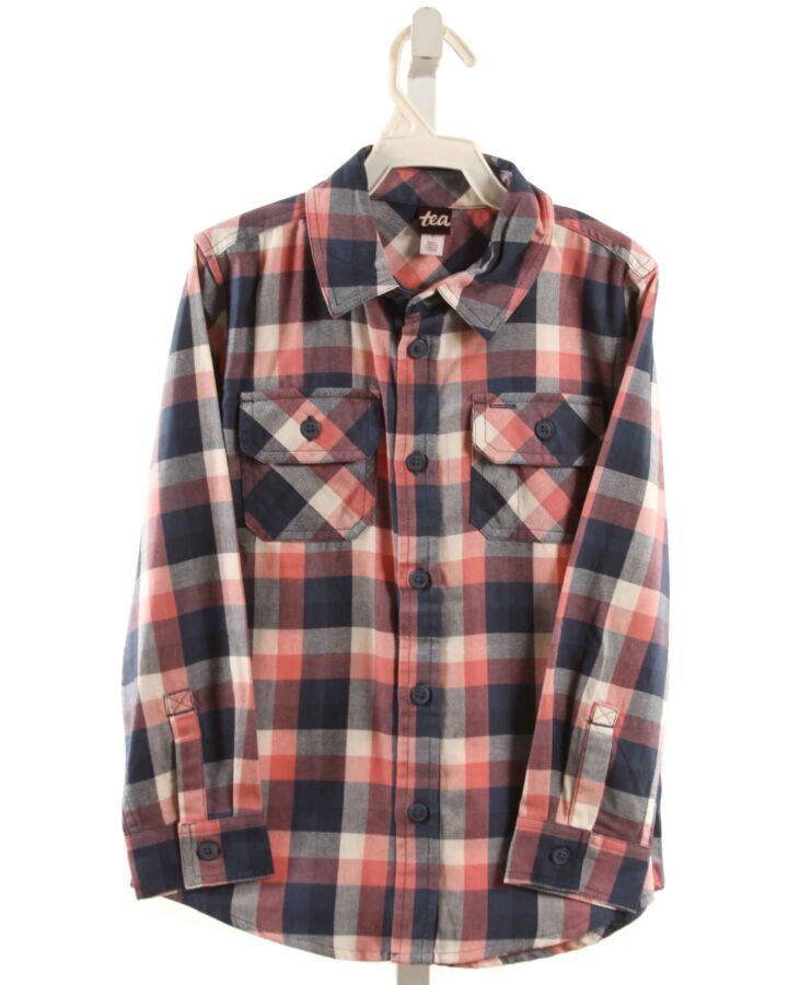 TEA  PINK  PLAID  DRESS SHIRT