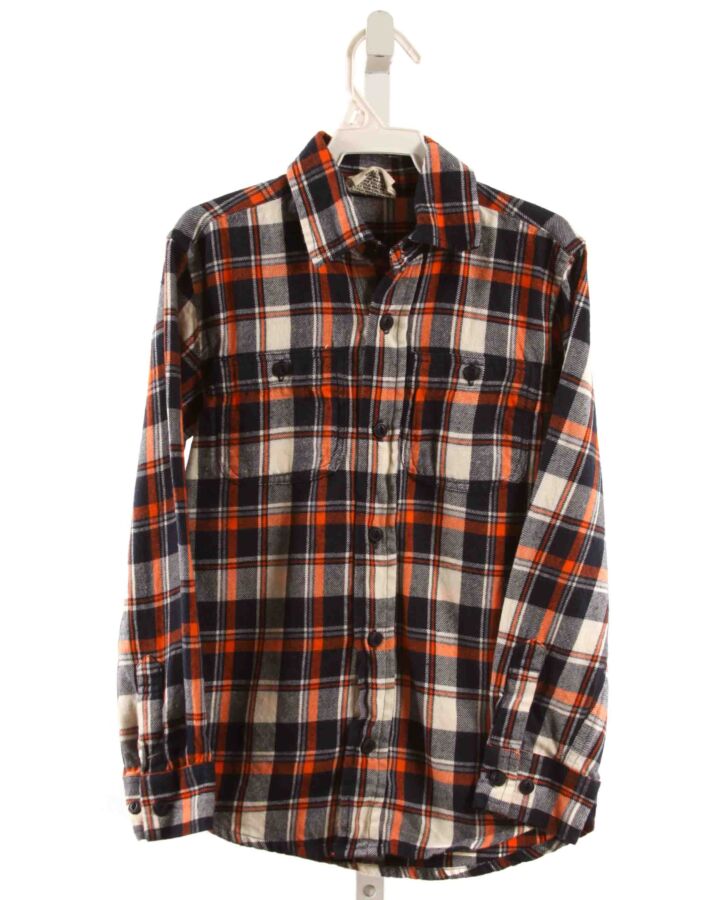 WES AND WILLY  ORANGE FLANNEL PLAID  DRESS SHIRT