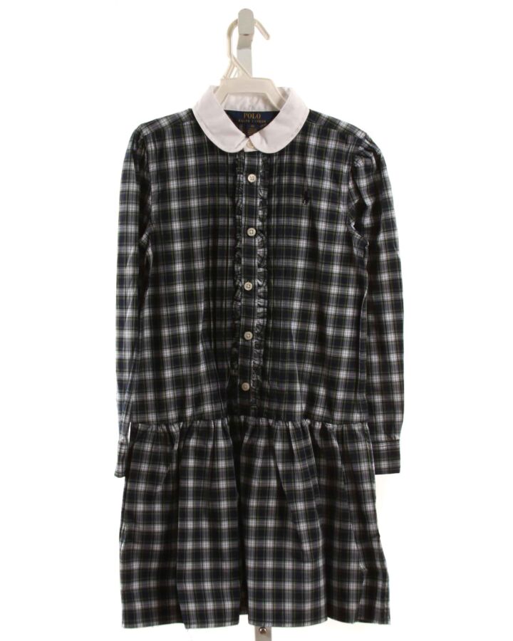 POLO BY RALPH LAUREN  NAVY  PLAID  DRESS WITH RUFFLE