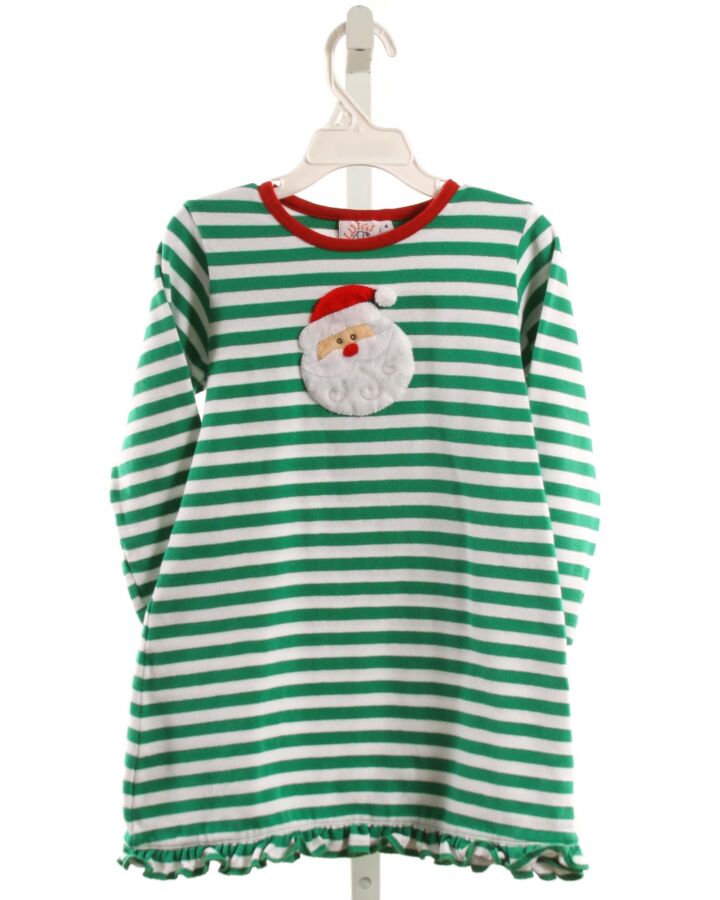 LUIGI  GREEN  STRIPED APPLIQUED KNIT DRESS