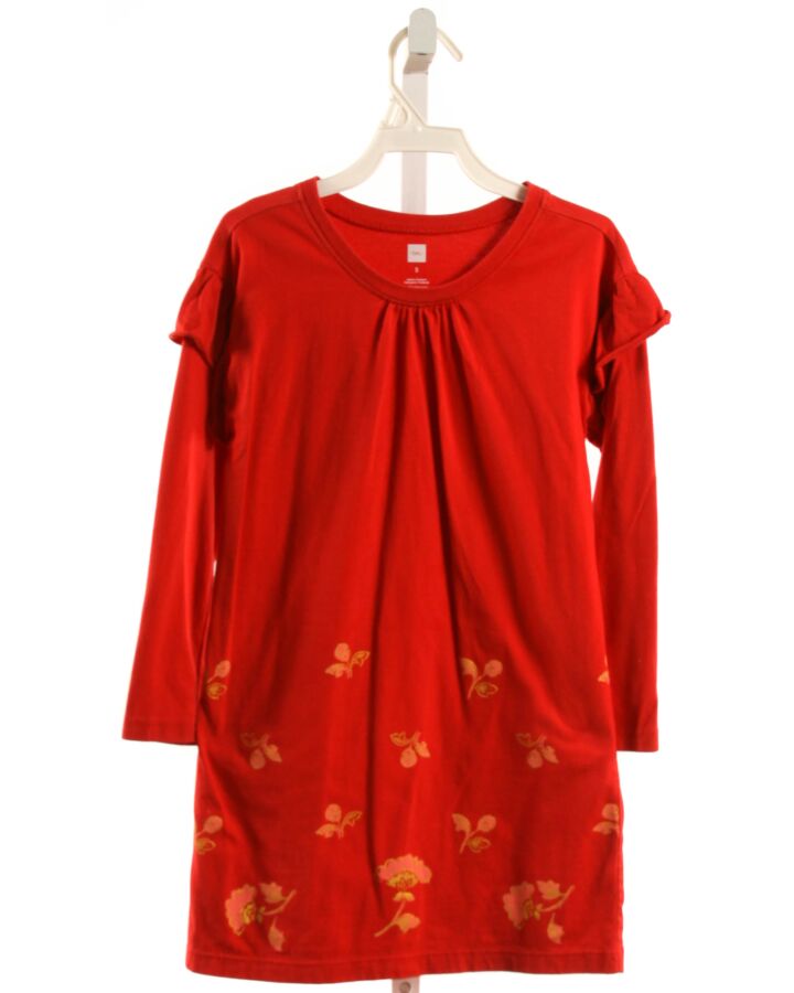 TEA  RED  FLORAL  KNIT DRESS