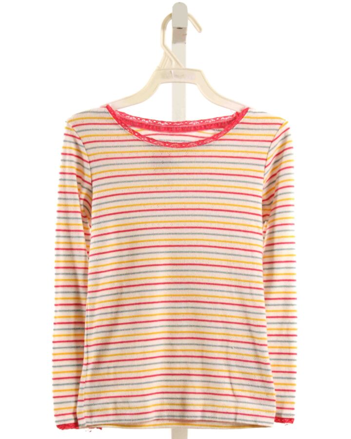 MINI BODEN  MULTI-COLOR  STRIPED  KNIT LS SHIRT WITH LACE TRIM