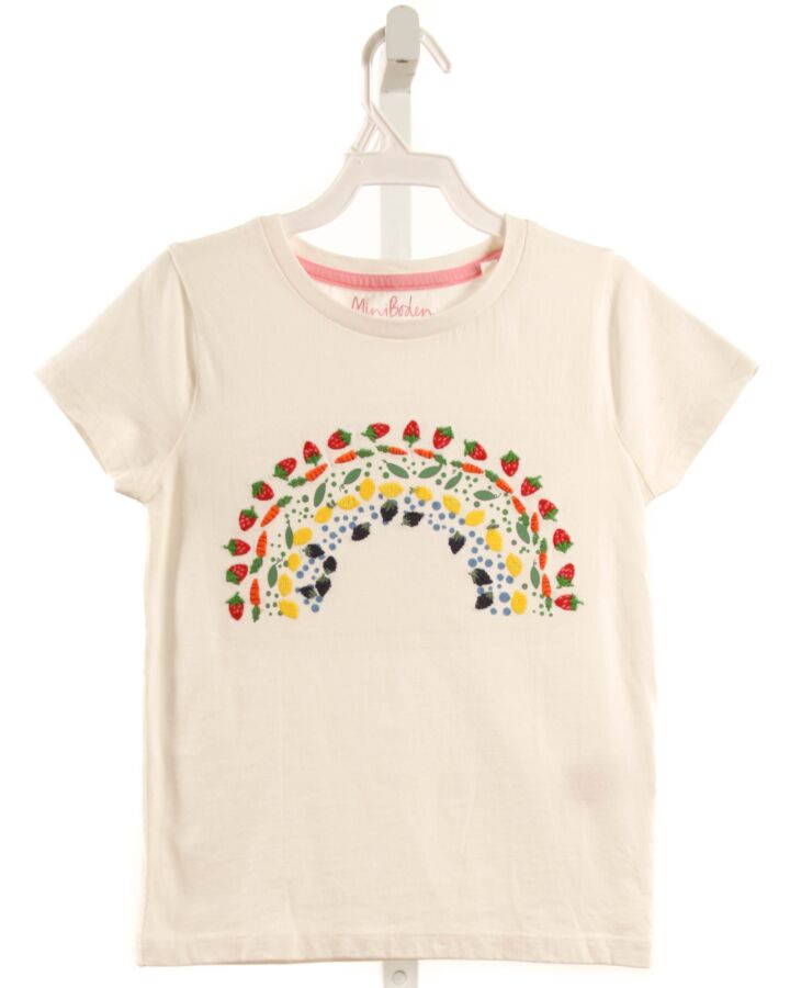 MINI BODEN  WHITE   EMBROIDERED KNIT SS SHIRT