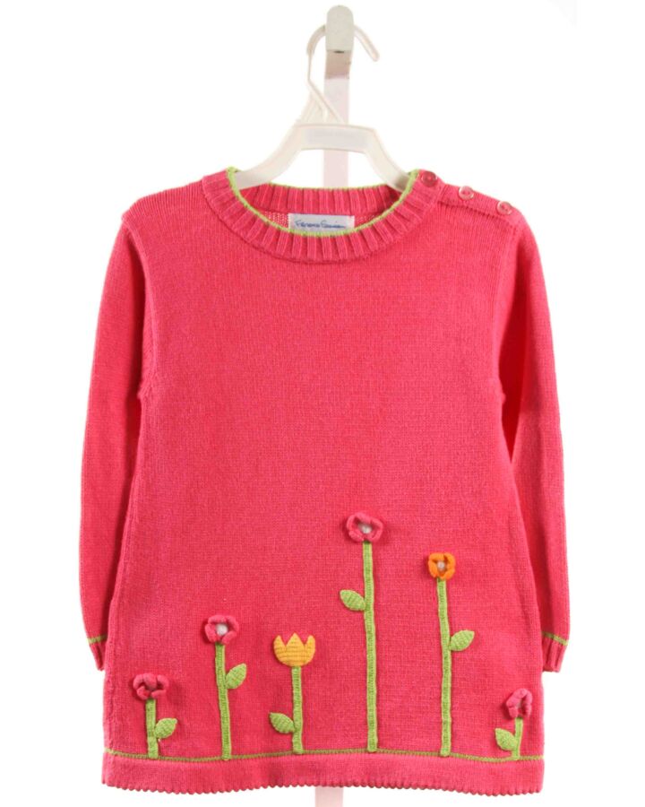 FLORENCE EISEMAN  PINK  FLORAL APPLIQUED SWEATER