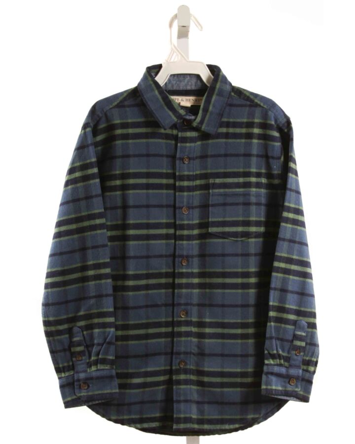 HOPE & HENRY  BLUE FLANNEL PLAID  DRESS SHIRT