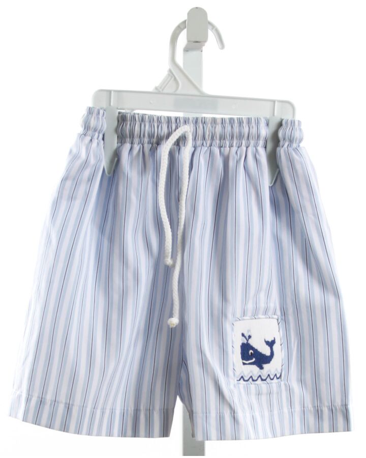 NO TAG  LT BLUE  STRIPED SMOCKED SWIM TRUNKS