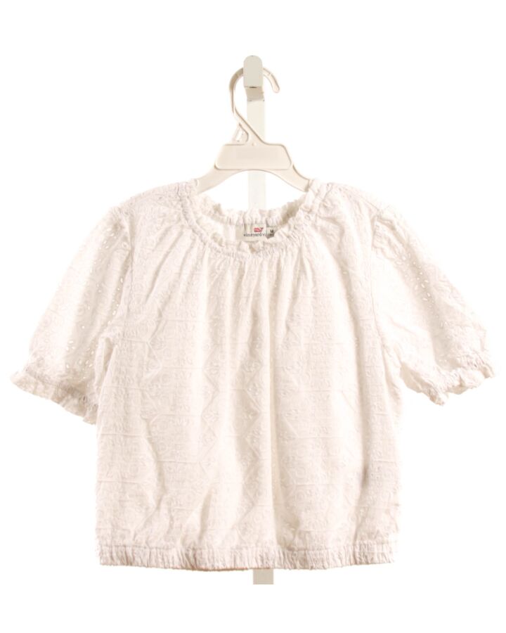 VINEYARD VINES  WHITE EYELET  SMOCKED SHIRT-SS