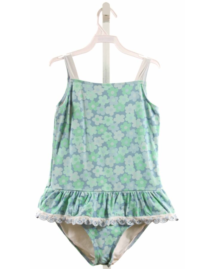 THE BEAUFORT BONNET COMPANY  BLUE  FLORAL  1-PIECE SWIMSUIT WITH EYELET TRIM