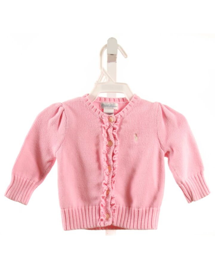 RALPH LAUREN  PINK    CARDIGAN WITH RUFFLE