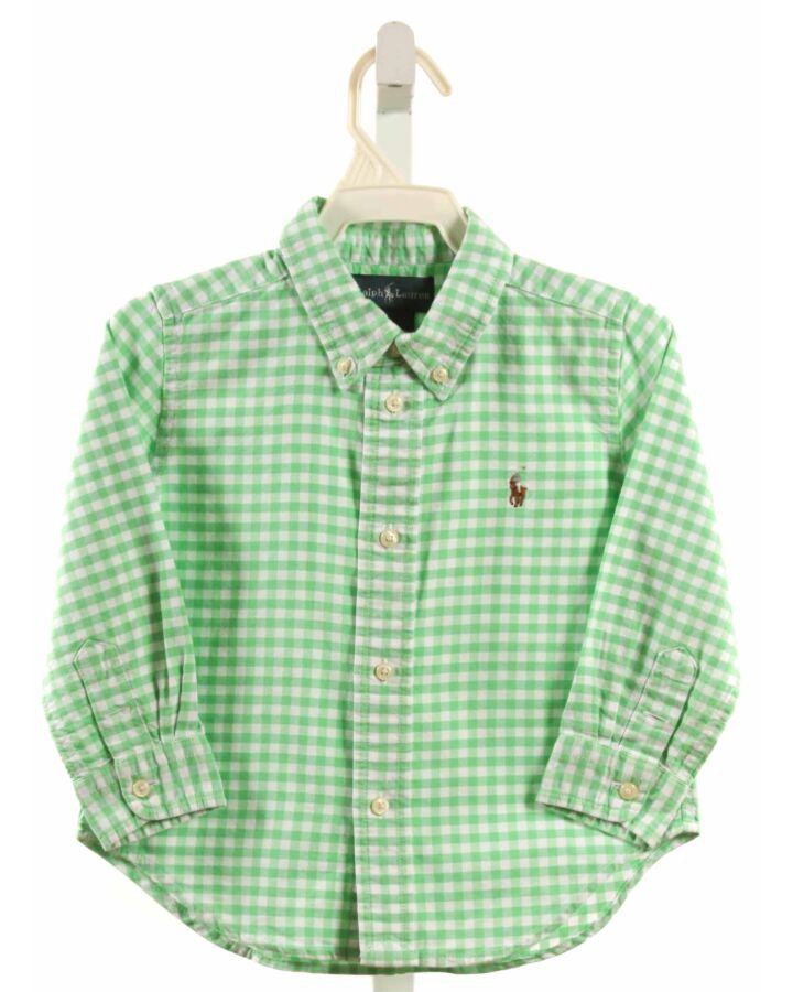 RALPH LAUREN  LT GREEN  GINGHAM  DRESS SHIRT