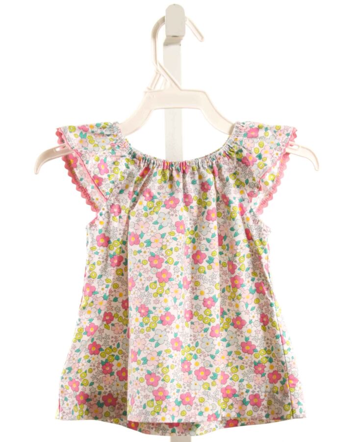 LITTLE ENGLISH  PINK  FLORAL  SLEEVELESS SHIRT WITH RIC RAC