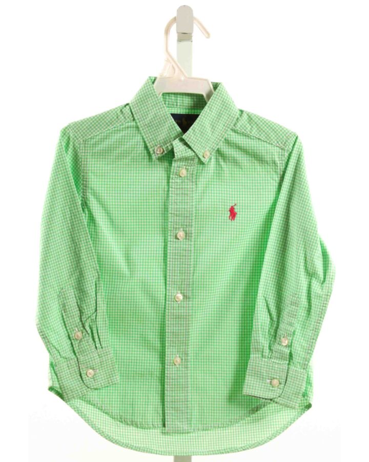 RALPH LAUREN  GREEN  GINGHAM  DRESS SHIRT