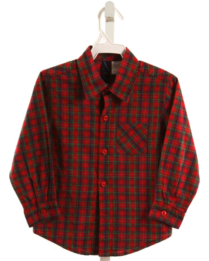 SOPHIE AND SAM  RED  PLAID  DRESS SHIRT