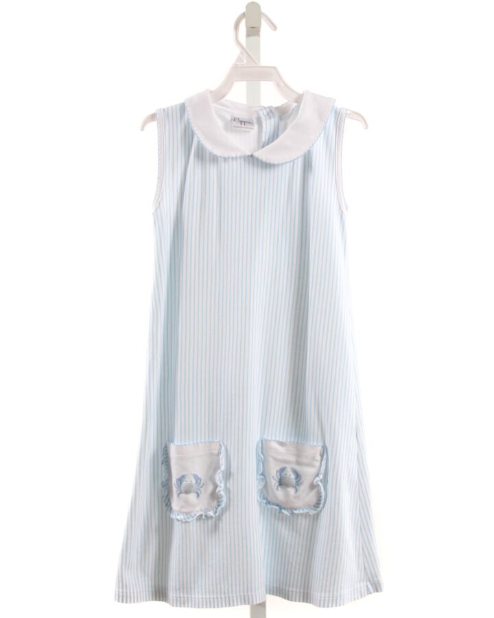PIPPA LAYETTE + LOUNGE  BLUE KNIT STRIPED  LOUNGEWEAR WITH PICOT STITCHING
