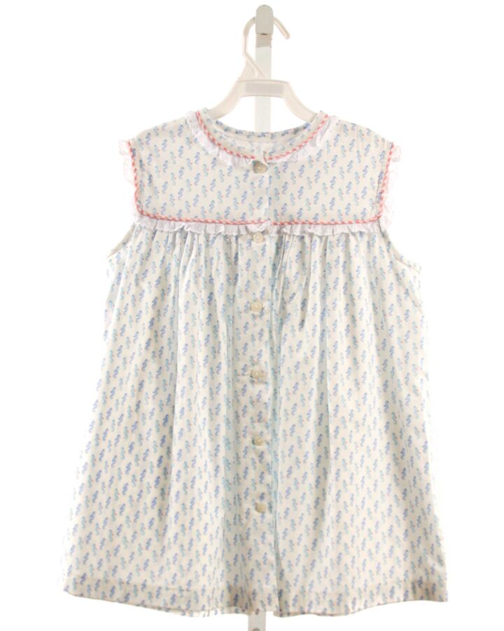 MARY & GRACE  BLUE   PRINTED DESIGN SLEEVELESS SHIRT WITH EYELET TRIM