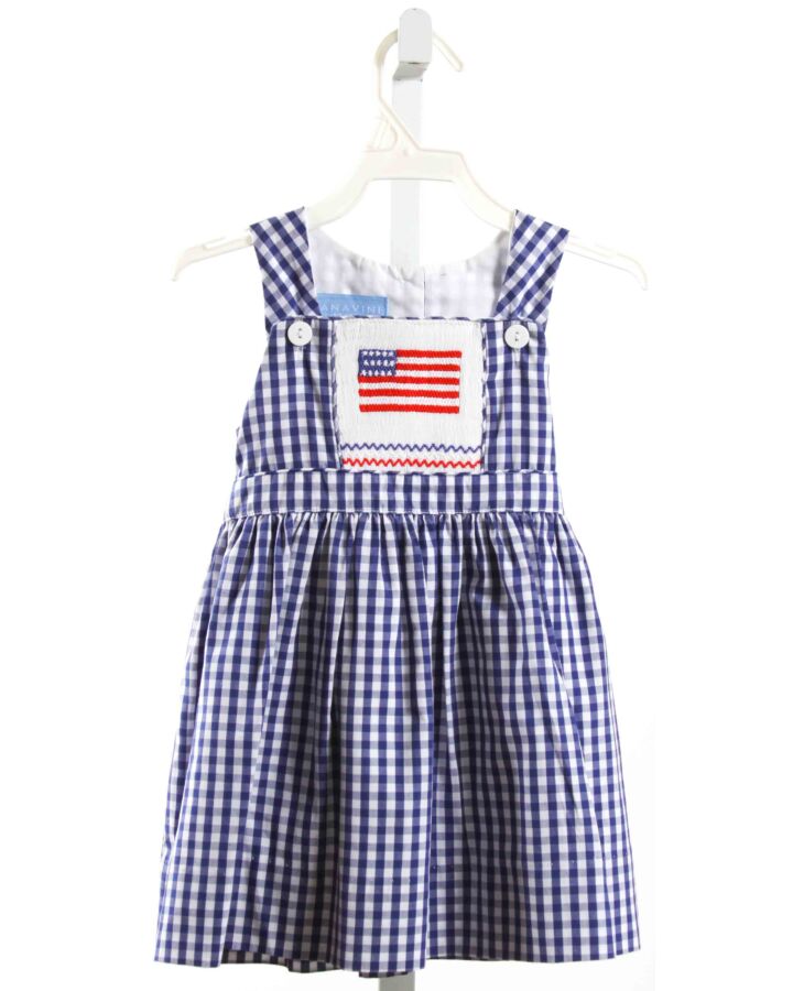 ANAVINI  BLUE  GINGHAM SMOCKED DRESS