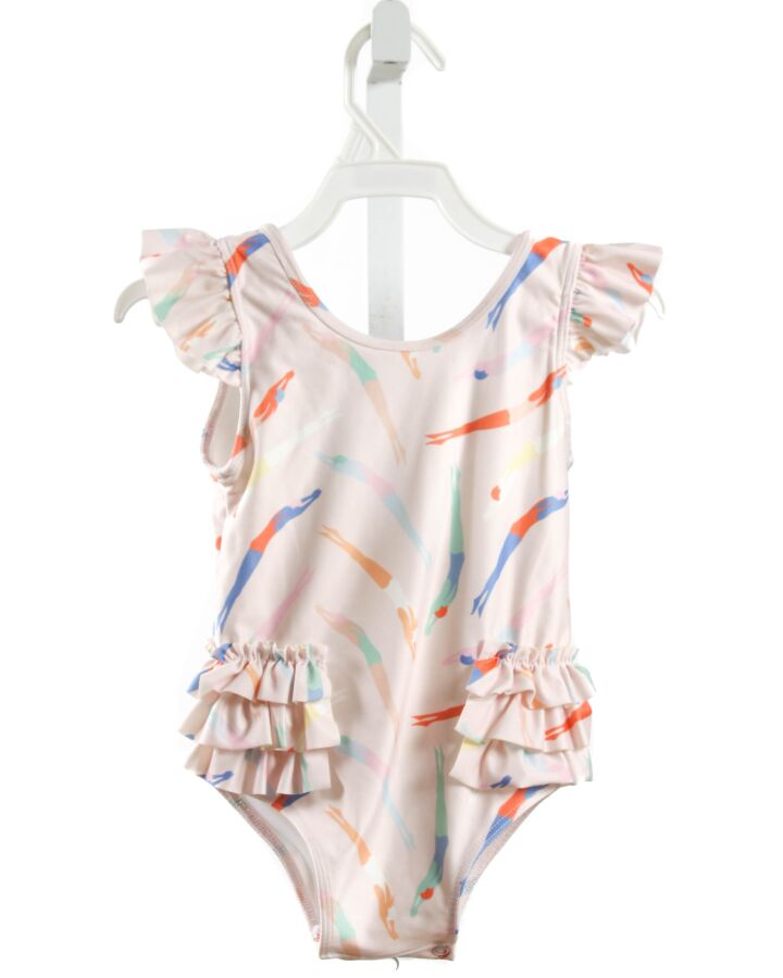 SMOCKINGBIRD  LT PINK  PRINT  1-PIECE SWIMSUIT WITH RUFFLE