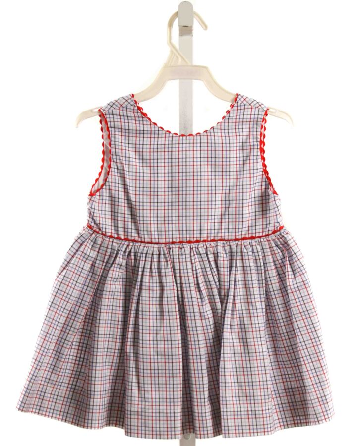 BELLA BLISS  MULTI-COLOR  PLAID  SLEEVELESS SHIRT WITH RIC RAC