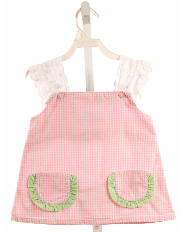 RED BEANS  PINK  GINGHAM  SLEEVELESS SHIRT