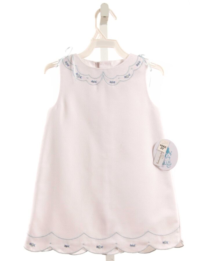 LULI & ME  WHITE PIQUE FLORAL EMBROIDERED DRESS