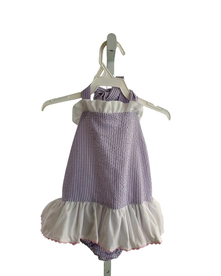 SWEET DREAMS  PURPLE SEERSUCKER STRIPED  BUBBLE WITH RUFFLE