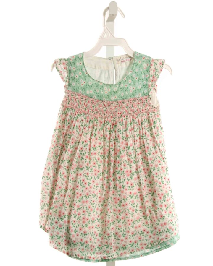 MINI BODEN  PINK  FLORAL SMOCKED DRESS