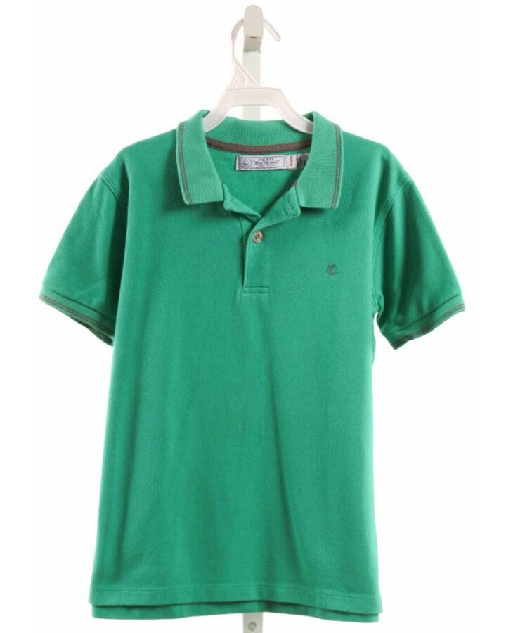 PETIT BATEAU  GREEN PIQUE   KNIT SS SHIRT
