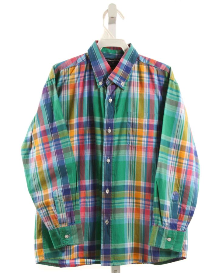 OSCAR DE LA RENTA  GREEN  PLAID  DRESS SHIRT