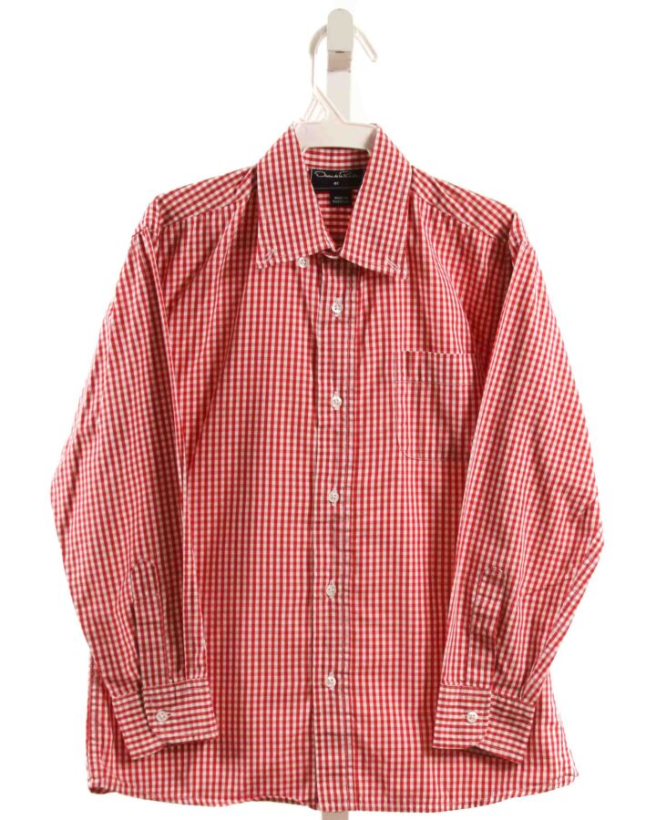 OSCAR DE LA RENTA  RED  GINGHAM  DRESS SHIRT