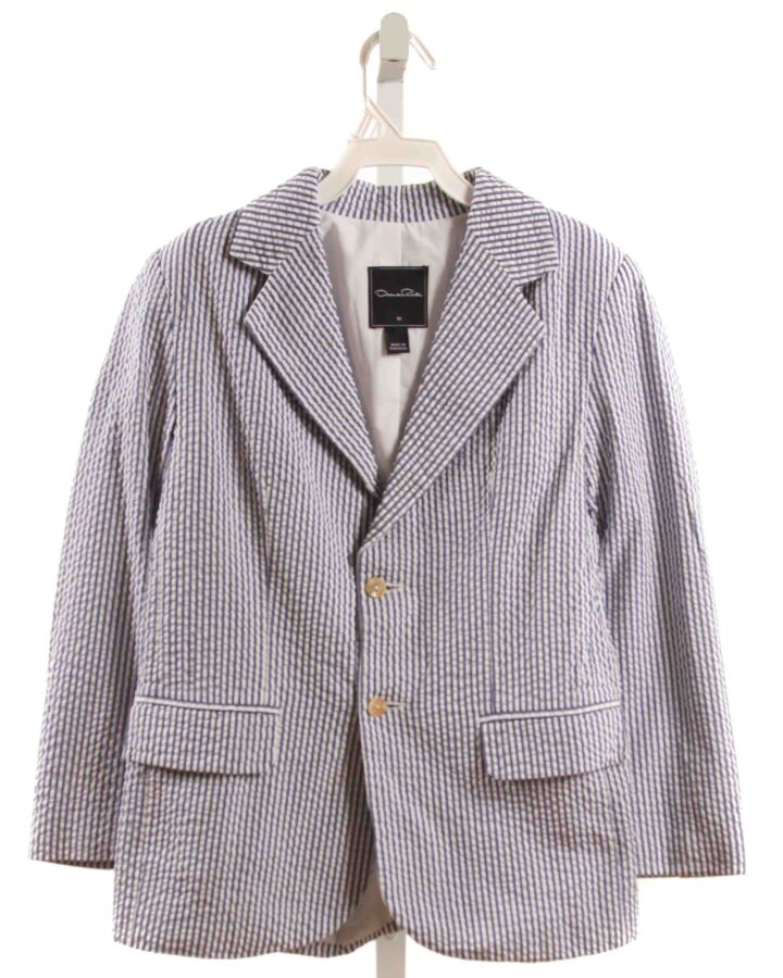 OSCAR DE LA RENTA  BLUE SEERSUCKER STRIPED  BLAZER