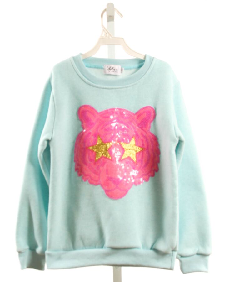 LOLA + THE BOYS  LT BLUE   SEQUINED PULLOVER
