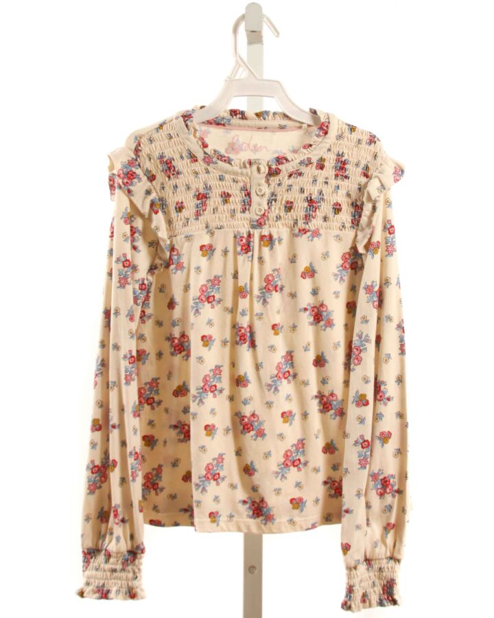 MINI BODEN  IVORY  FLORAL  KNIT LS SHIRT