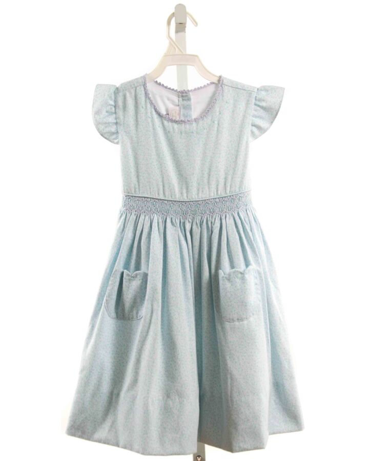 ALICE KATHLEEN  LT BLUE  FLORAL SMOCKED DRESS