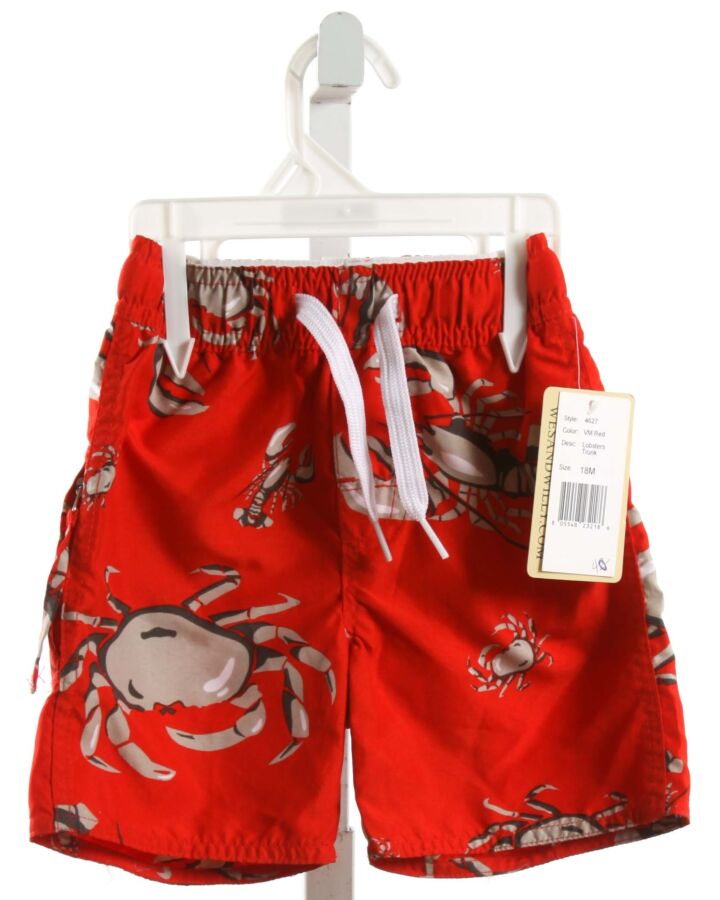 WES AND WILLY  RED    SWIM TRUNKS