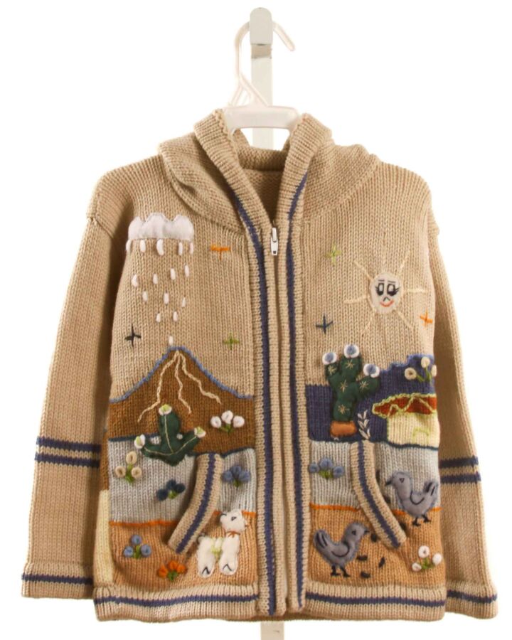 NO TAG  BROWN KNIT FLORAL EMBROIDERED OUTERWEAR