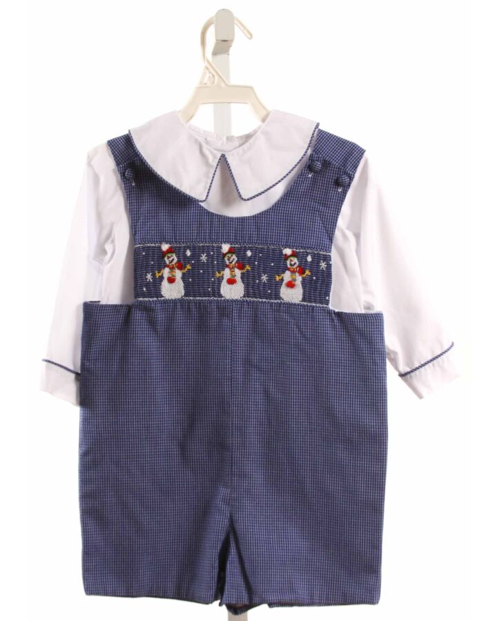 ZUCCINI  BLUE  WINDOWPANE SMOCKED SHORTALL