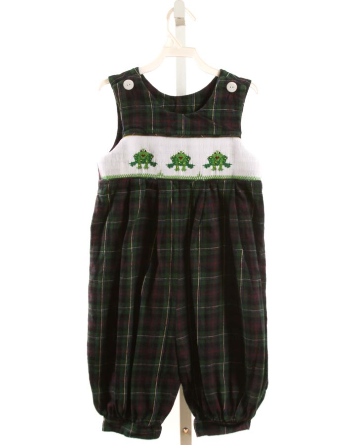 WISH UPON A STAR  FOREST GREEN FLANNEL PLAID SMOCKED LONGALL