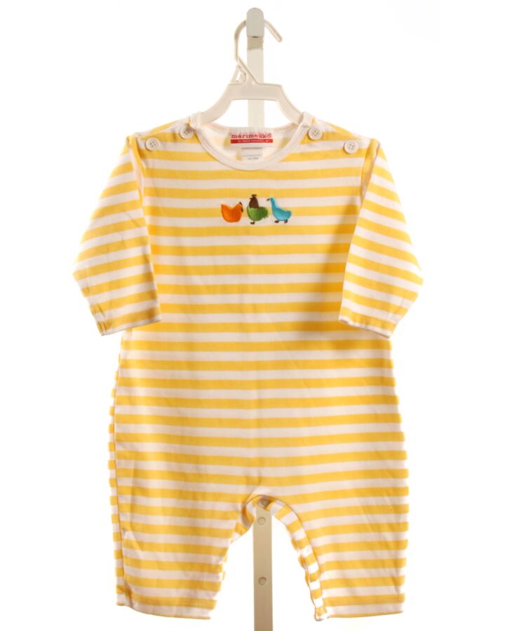 MARIMEKKO  YELLOW  STRIPED EMBROIDERED KNIT ROMPER
