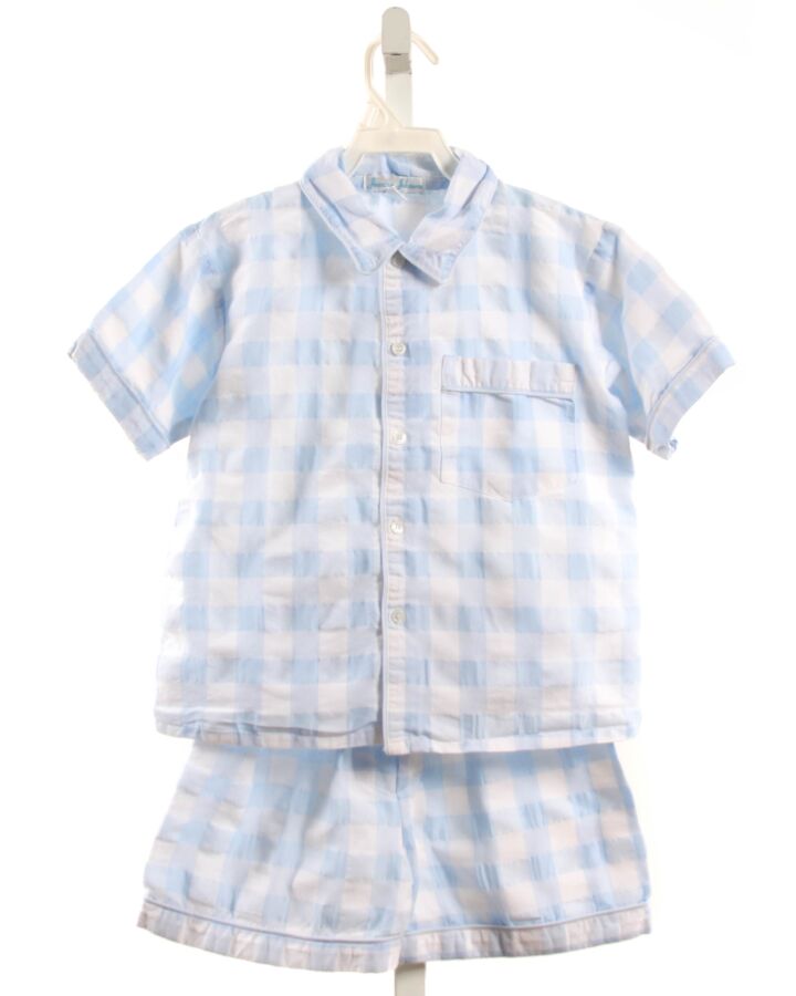 JEANINE JOHNSEN  LT BLUE SEERSUCKER GINGHAM  LOUNGEWEAR