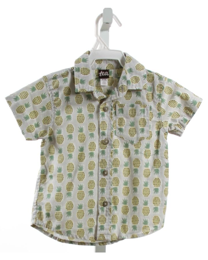 TEA  GRAY LINEN PRINT  CLOTH SS SHIRT