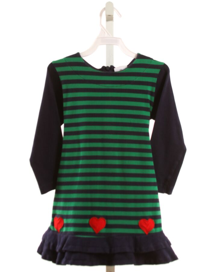 FLORENCE EISEMAN  GREEN  STRIPED APPLIQUED KNIT DRESS