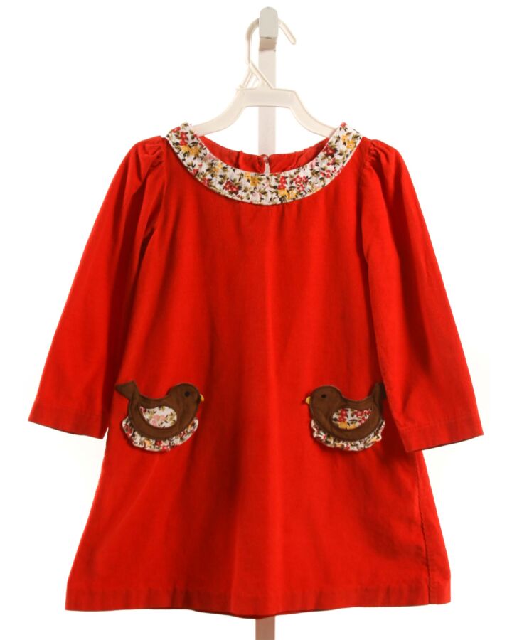 ZUCCINI  ORANGE CORDUROY  APPLIQUED DRESS