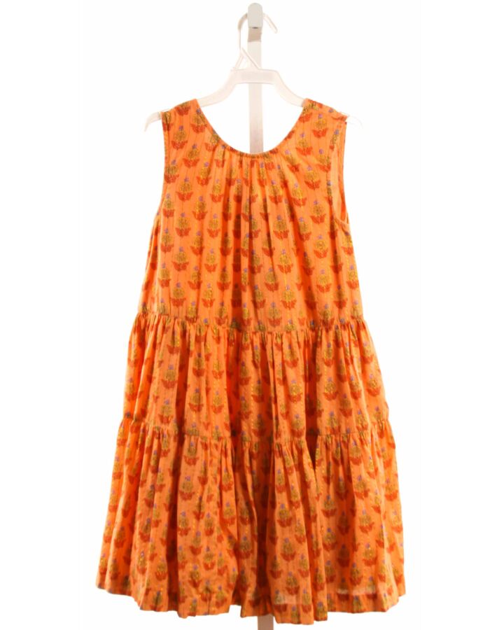PINK CHICKEN  ORANGE SEERSUCKER FLORAL  DRESS