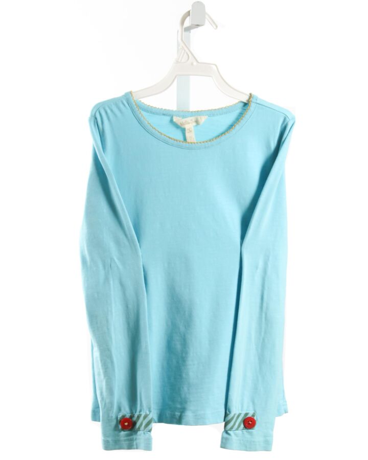 MATILDA JANE  AQUA    KNIT LS SHIRT WITH PICOT STITCHING